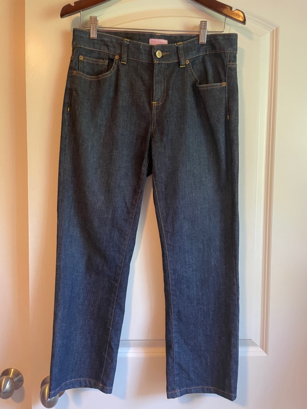 Lilly Pulitzer Main Line Fit Straight-Leg Dark Blue Denim Jeans Size 6